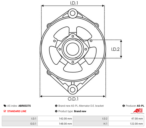 Brand new AS-PL Alternator D.E. bracket