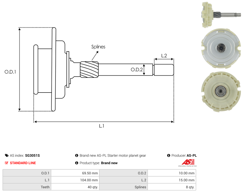 Brand new AS-PL Starter motor planet gear