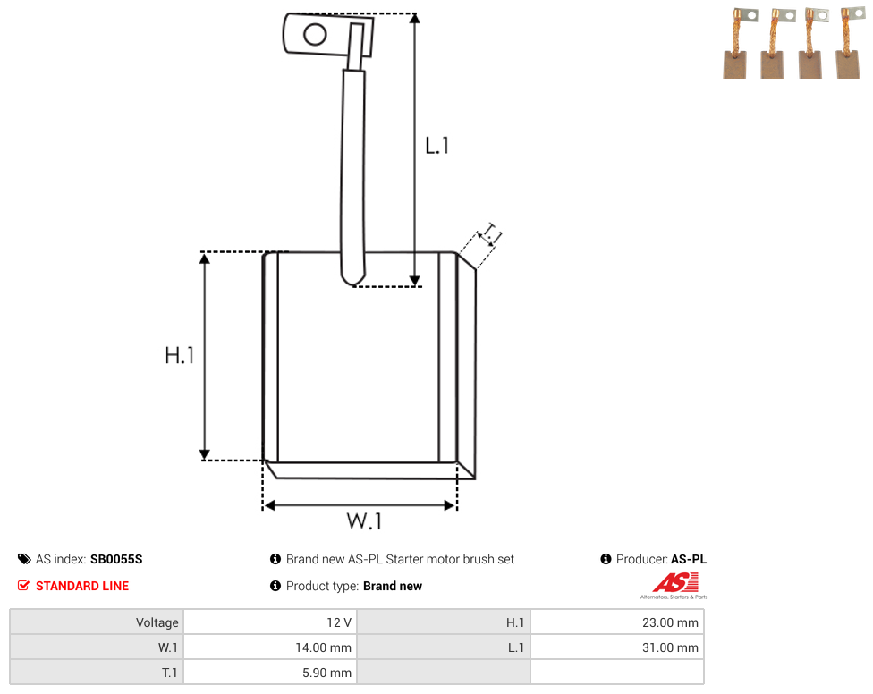 Brand new AS-PL Starter motor brush set