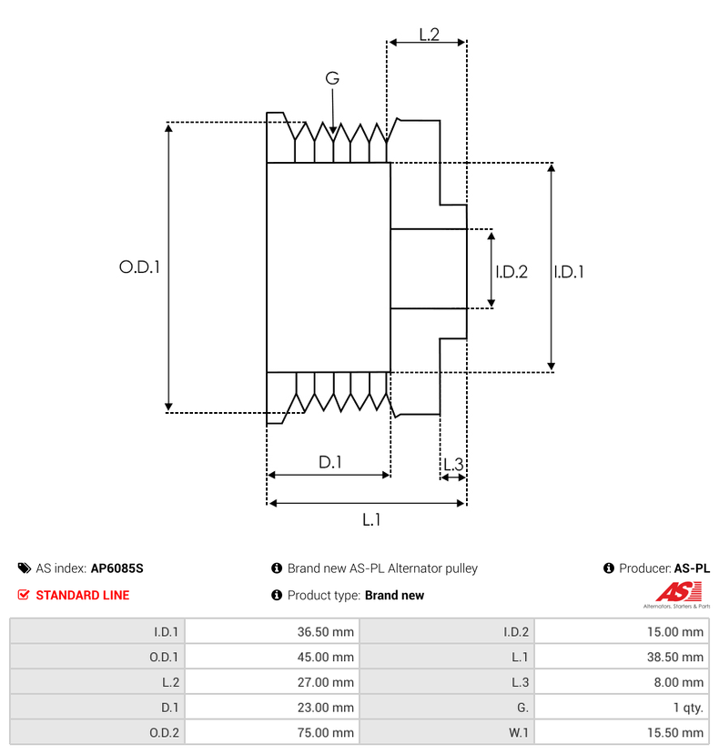 Brand new AS-PL Alternator pulley