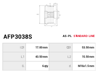 AS-PL Frihjulsremskiva till generator AFP3038S