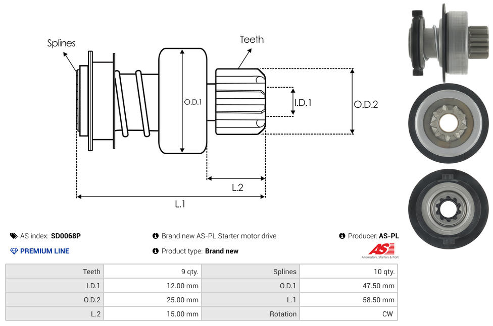 Brand new AS-PL Starter motor drive