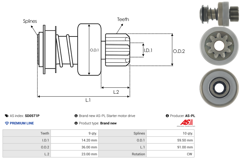 Brand new AS-PL Starter motor drive