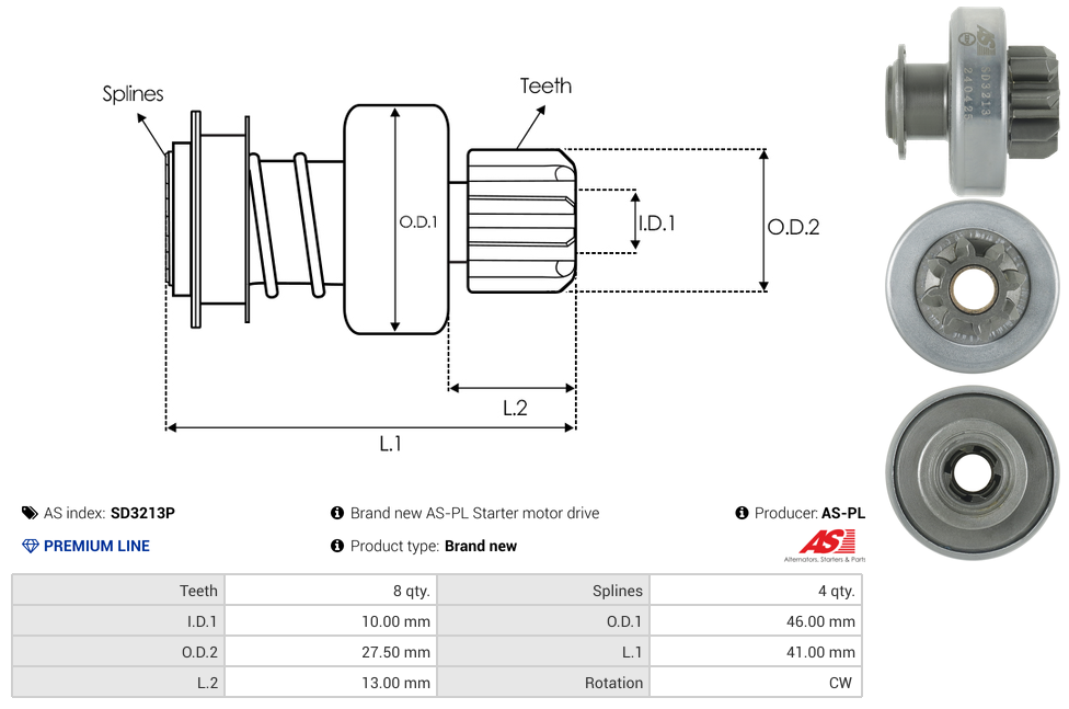 Brand new AS-PL Starter motor drive
