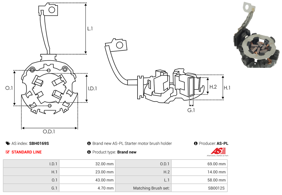 Brand new AS-PL Starter motor brush holder