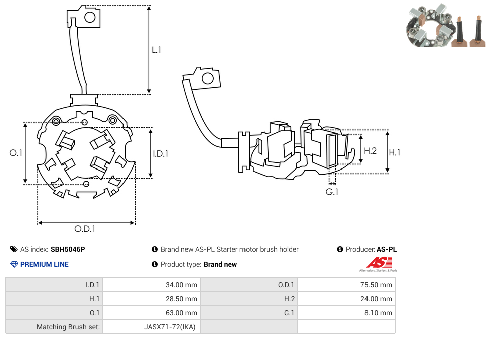 Brand new AS-PL Starter motor brush holder