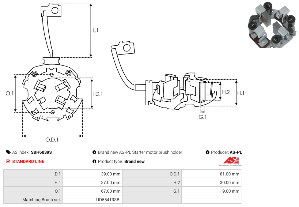 Brand new AS-PL Starter motor brush holder