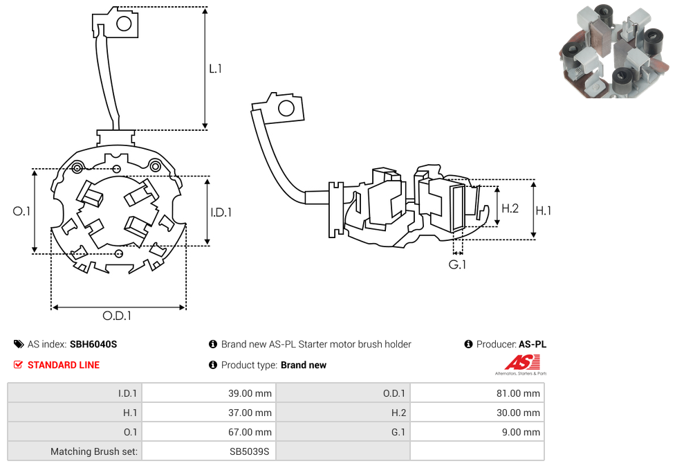 Brand new AS-PL Starter motor brush holder
