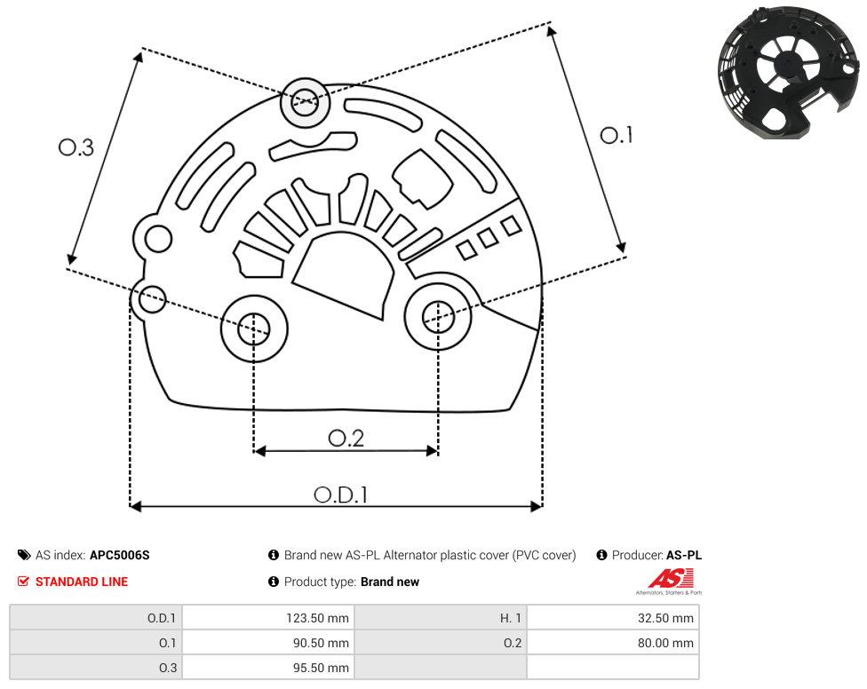 Brand new AS-PL Alternator plastic cover (PVC cover)