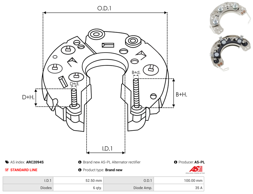 Brand new AS-PL Alternator rectifier