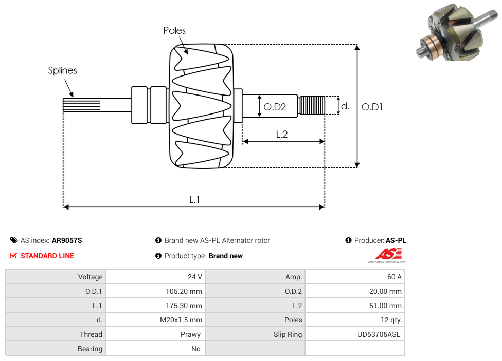 Brand new AS-PL Alternator rotor