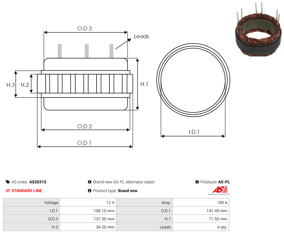 Brand new AS-PL Alternator stator