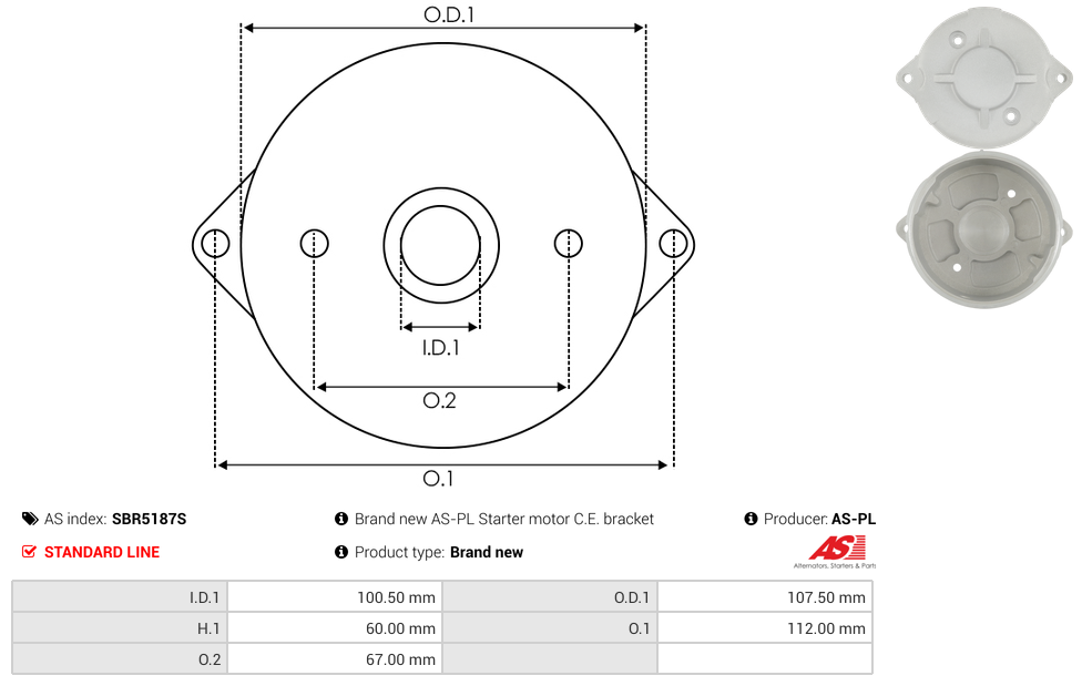 Brand new AS-PL Starter motor C.E. bracket