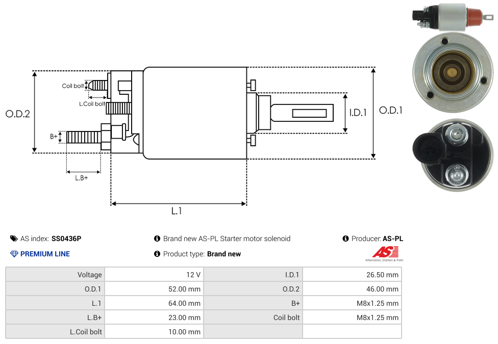 Brand new AS-PL Starter motor solenoid