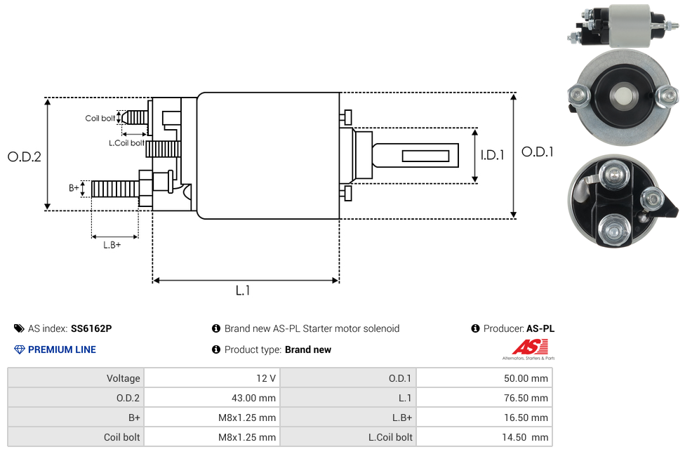 Brand new AS-PL Starter motor solenoid