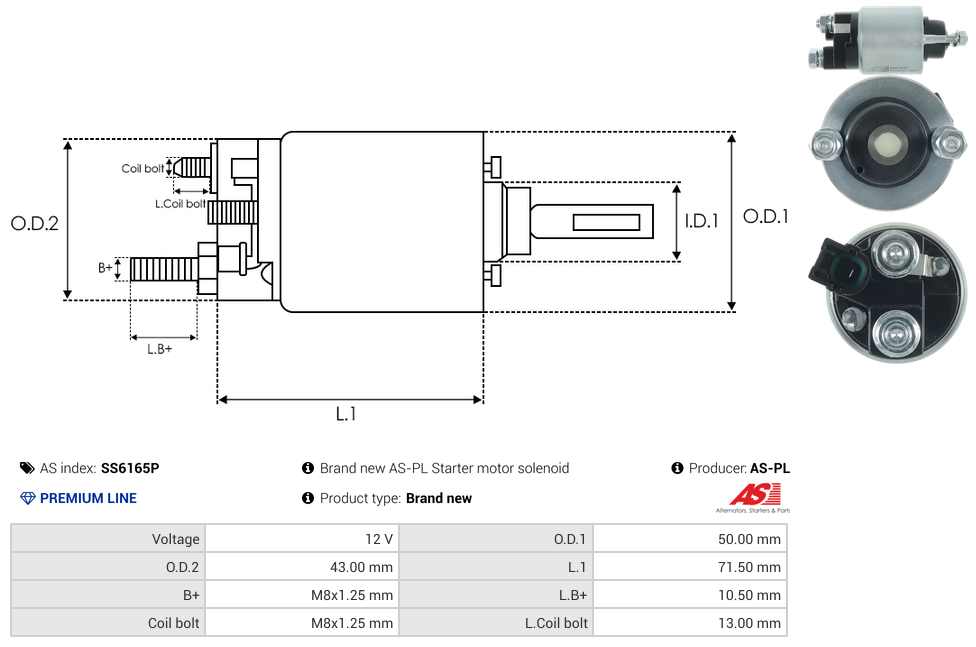 Brand new AS-PL Starter motor solenoid