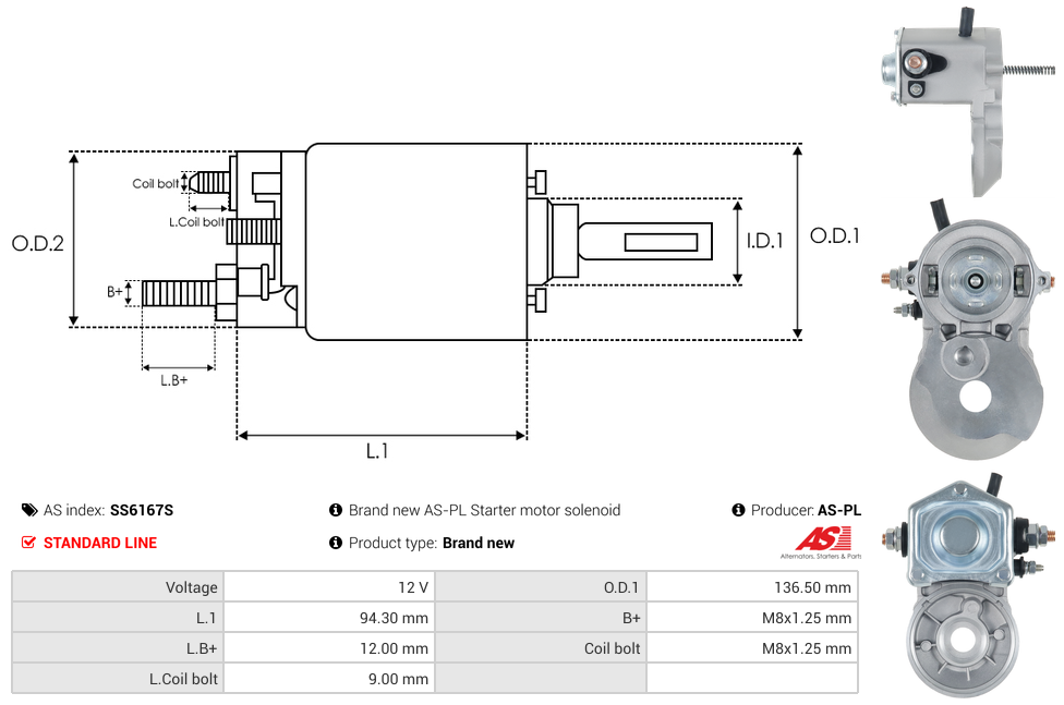 Brand new AS-PL Starter motor solenoid