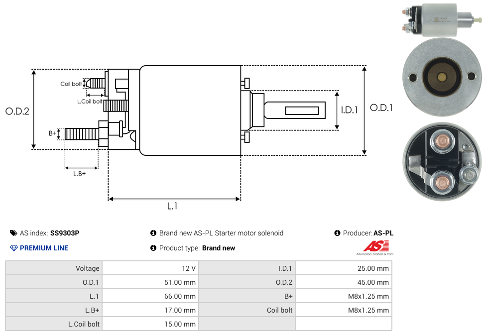 Brand new AS-PL Starter motor solenoid