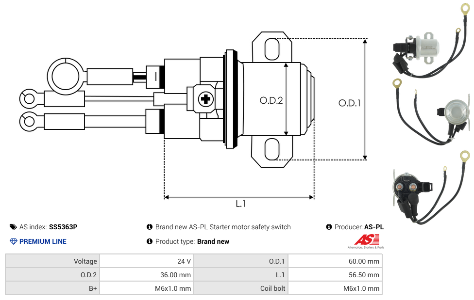 Brand new AS-PL Starter motor safety switch