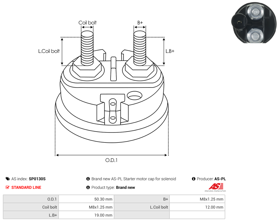 Brand new AS-PL Starter motor cap for solenoid