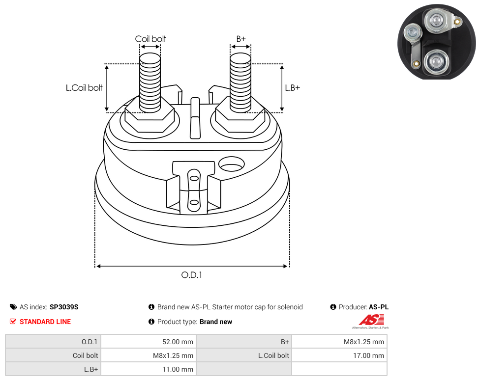 Brand new AS-PL Starter motor cap for solenoid