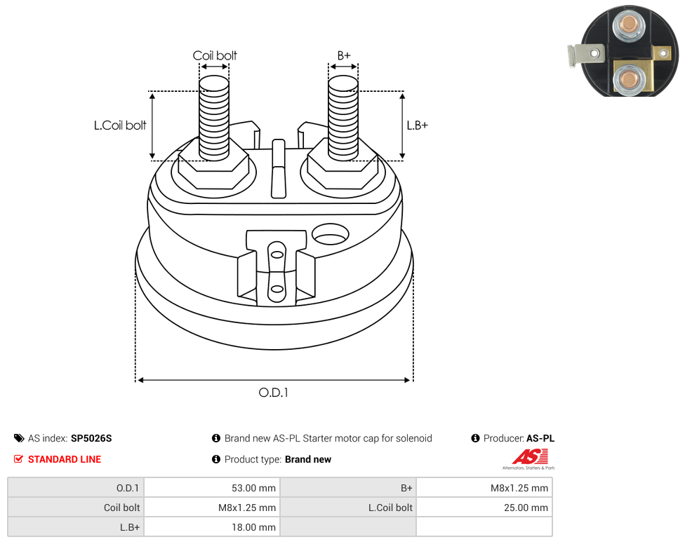 Brand new AS-PL Starter motor cap for solenoid