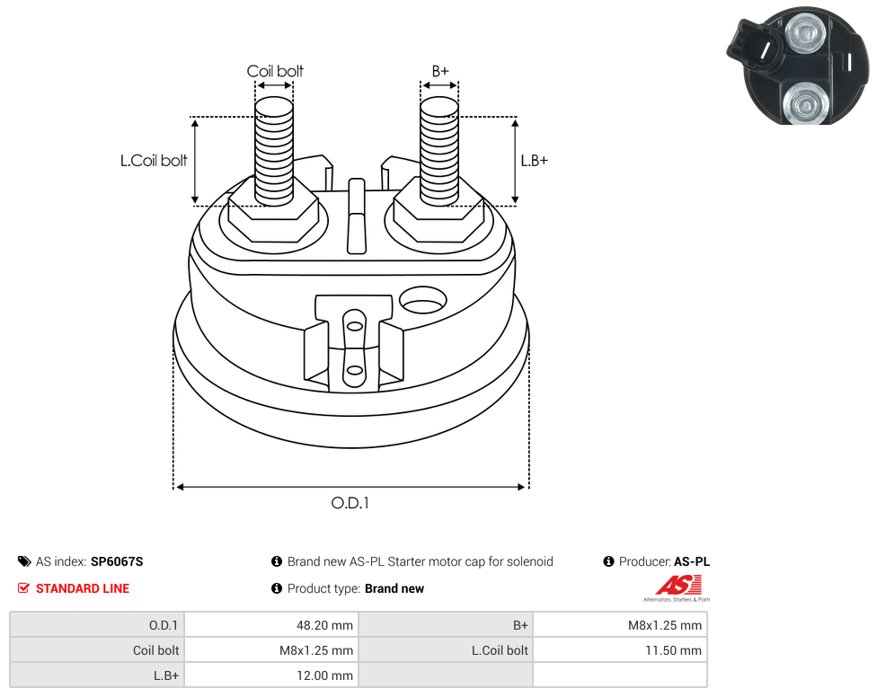 Brand new AS-PL Starter motor cap for solenoid