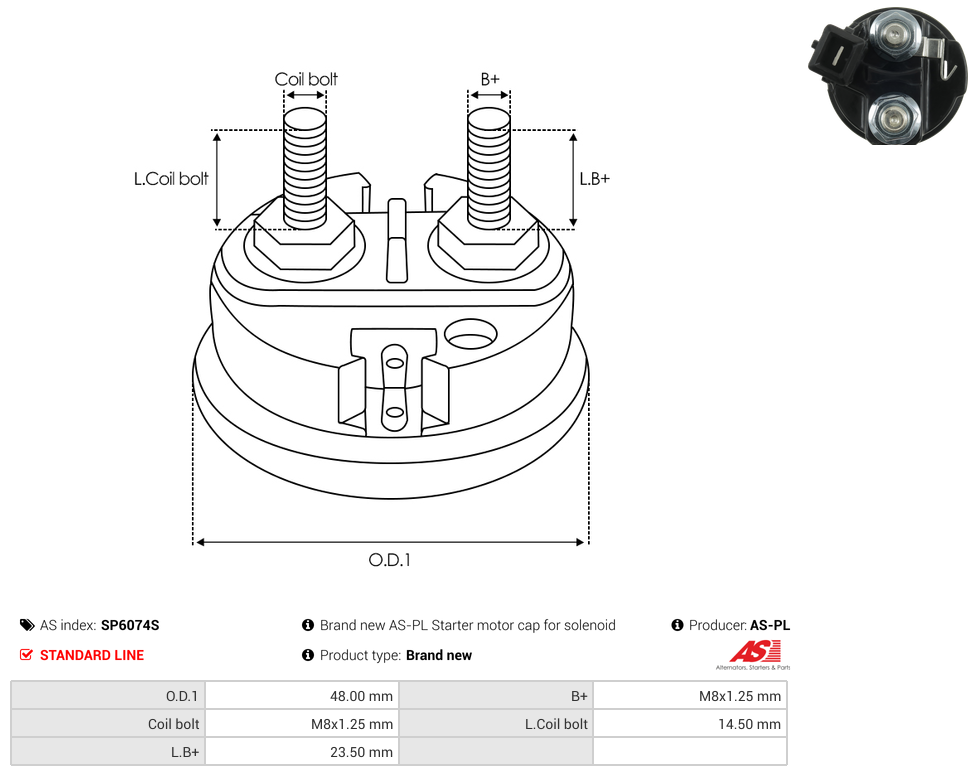 Brand new AS-PL Starter motor cap for solenoid