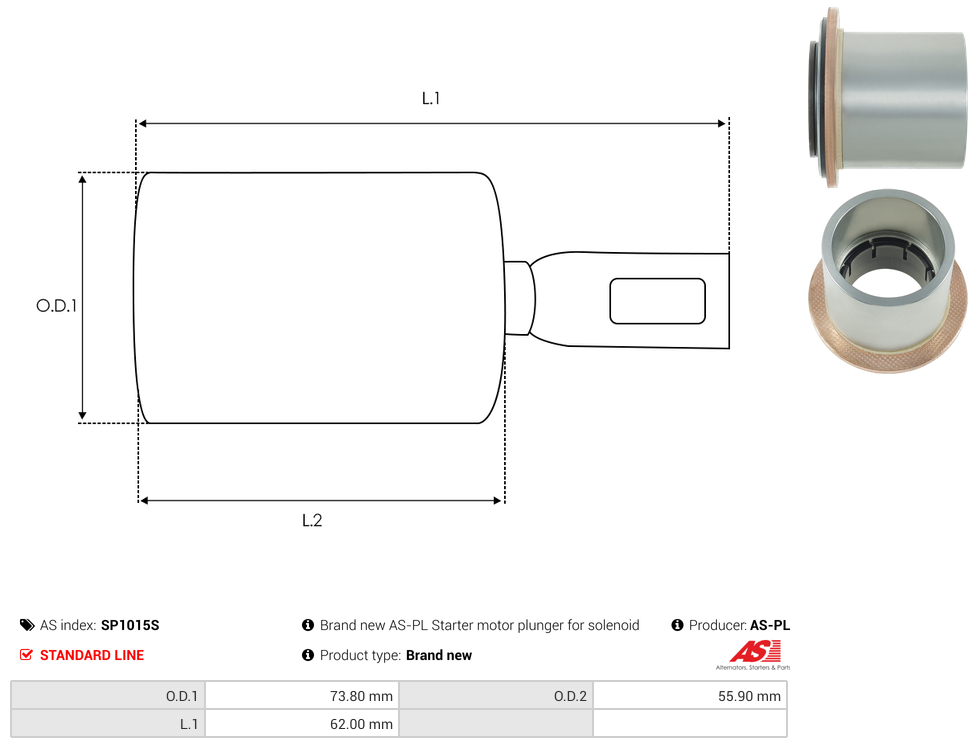 Brand new AS-PL Starter motor plunger for solenoid