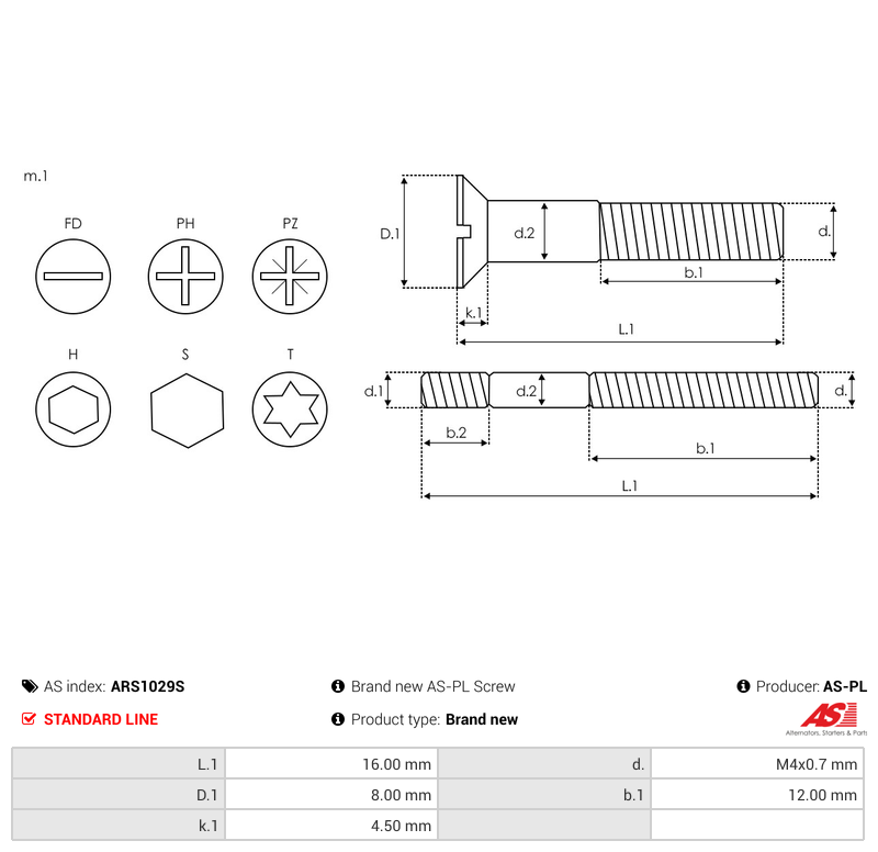 Brand new AS-PL Screw
