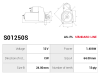 AS-PL Startmotor S01250S