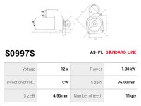 AS-PL Startmotor S0997S