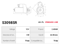 AS-PL Startmotor S3098SR