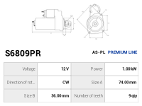 AS-PL Startmotor S6809PR