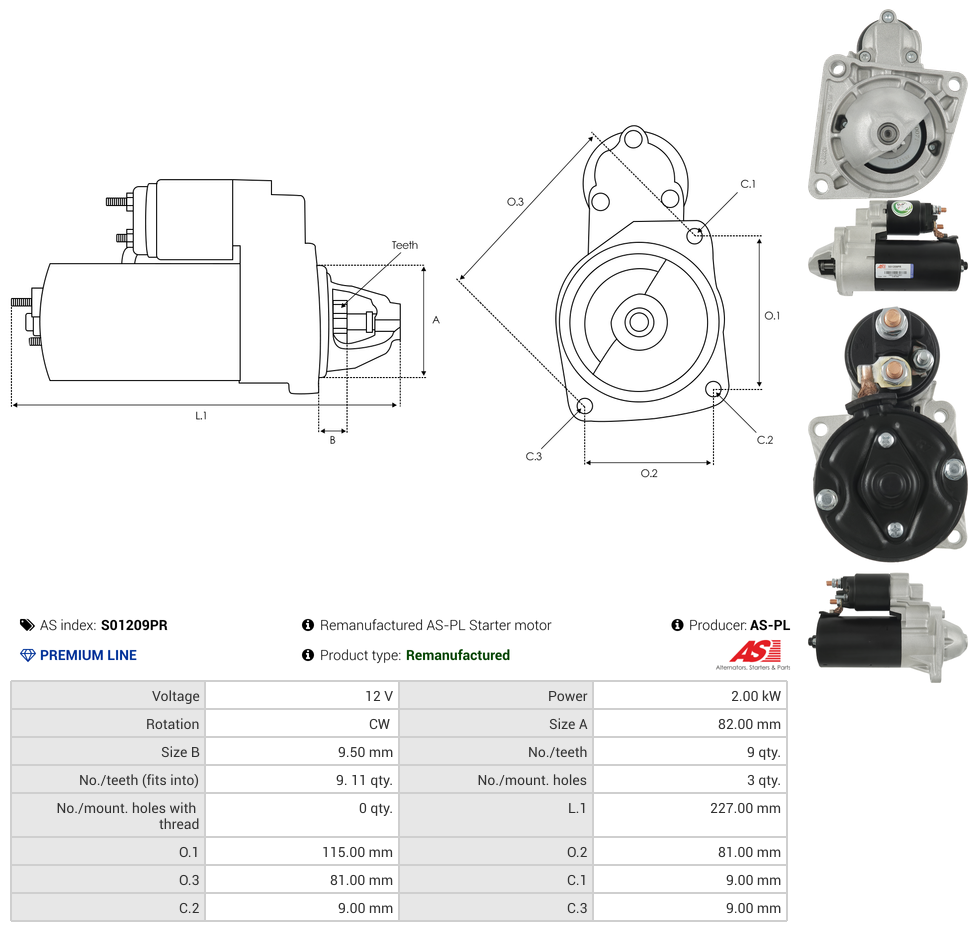 Remanufactured AS-PL Starter motor