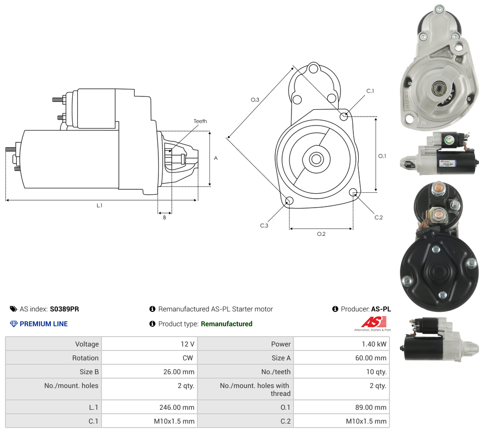 Remanufactured AS-PL Starter motor