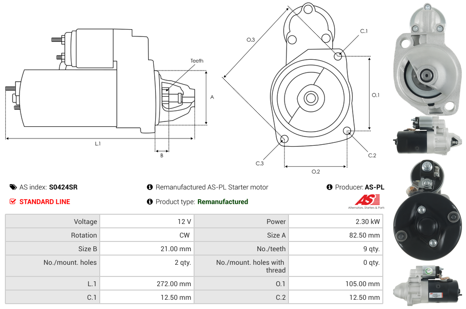 Remanufactured AS-PL Starter motor