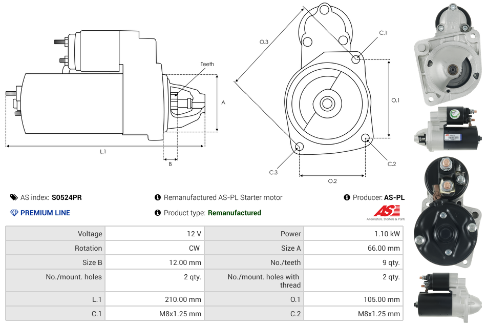 Remanufactured AS-PL Starter motor