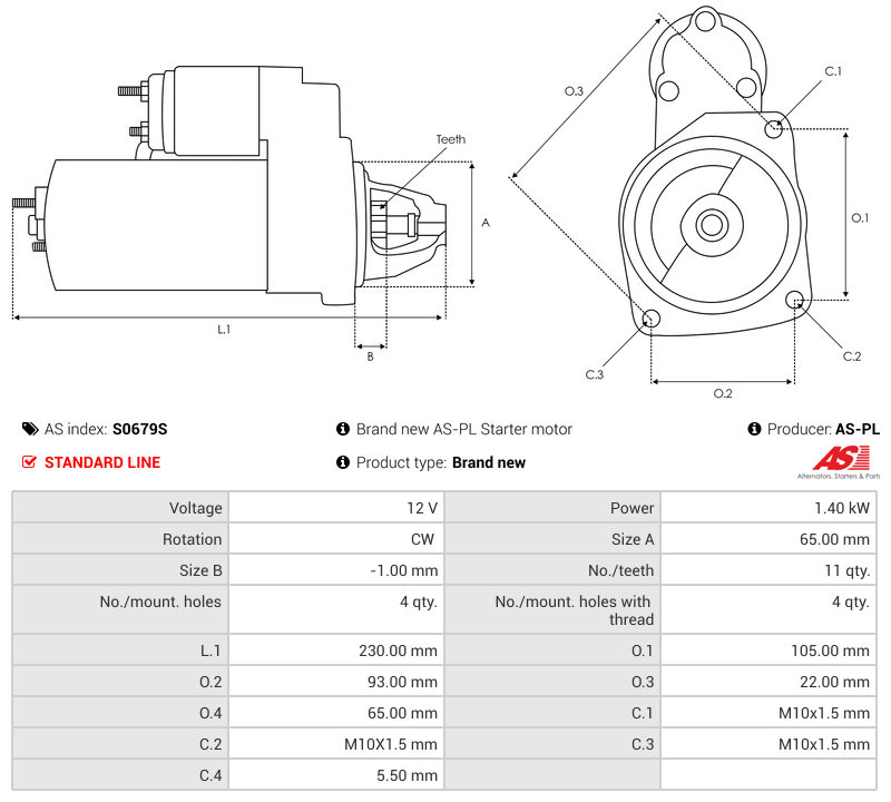 Brand new AS-PL Starter motor