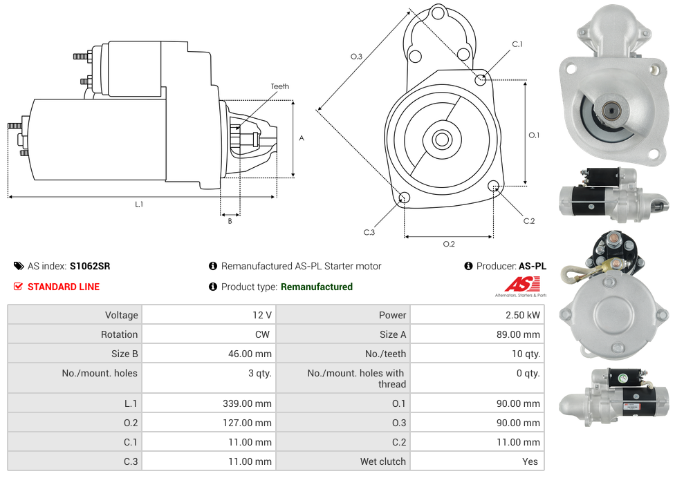 Remanufactured AS-PL Starter motor