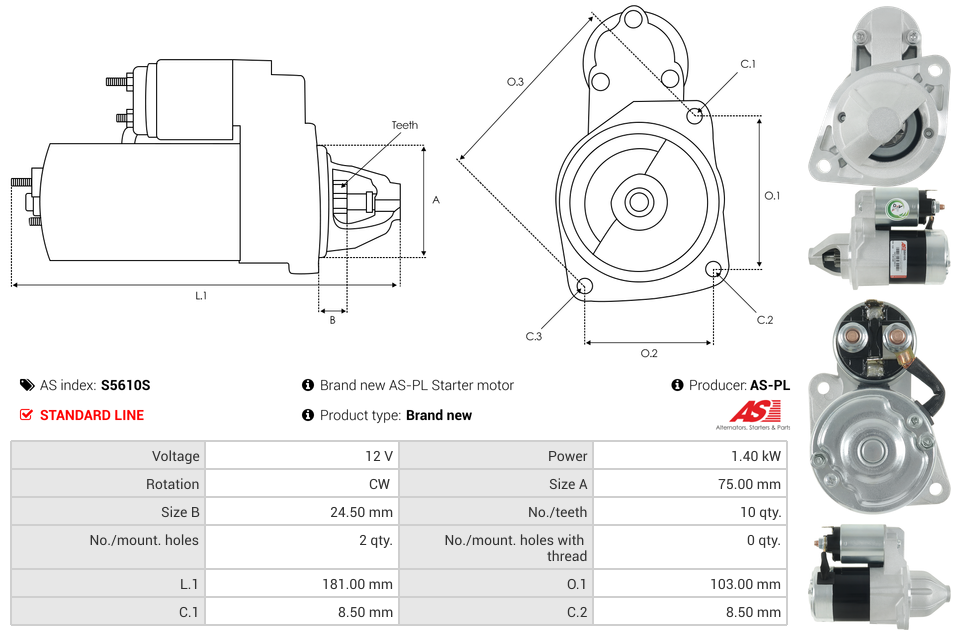 Brand new AS-PL Starter motor