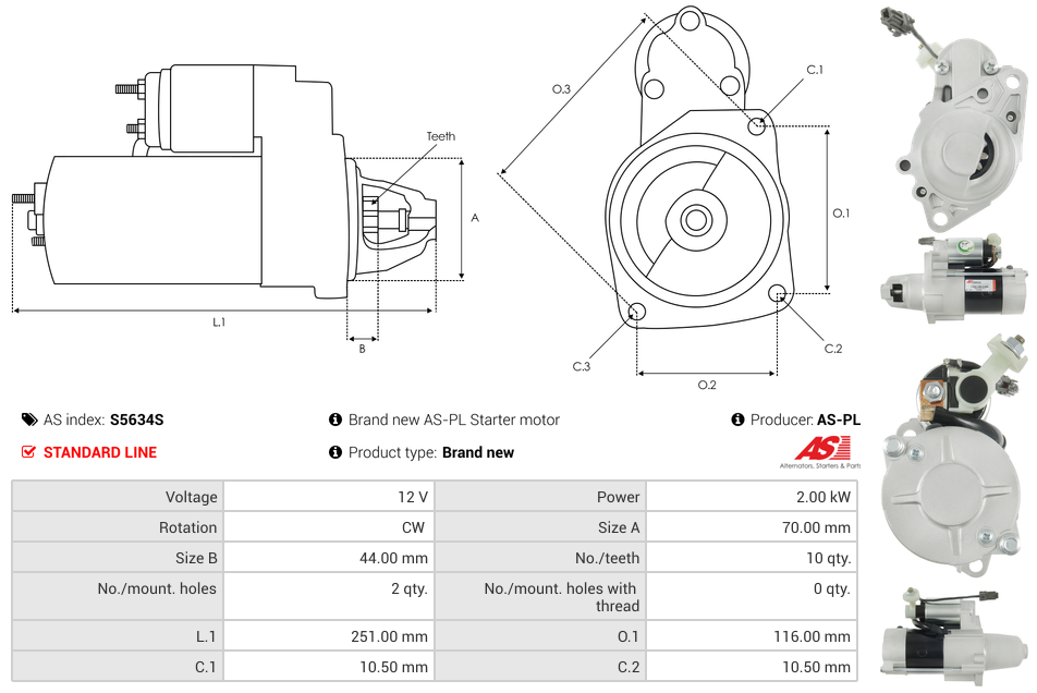 Brand new AS-PL Starter motor