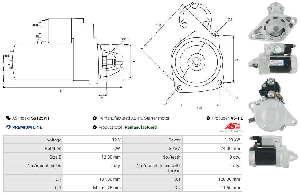 Remanufactured AS-PL Starter motor