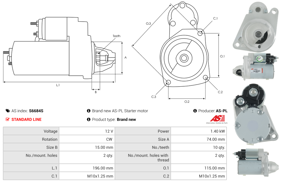 Brand new AS-PL Starter motor