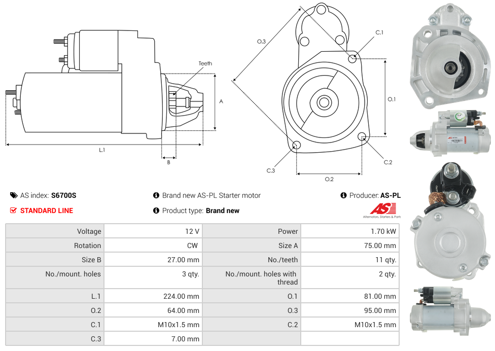 Brand new AS-PL Starter motor