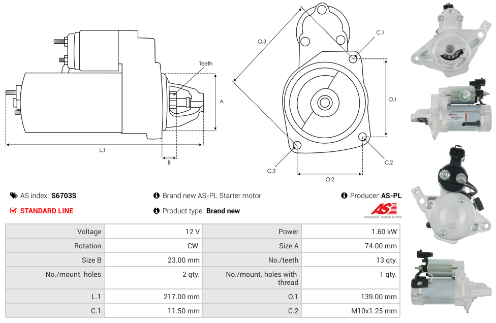 Brand new AS-PL Starter motor