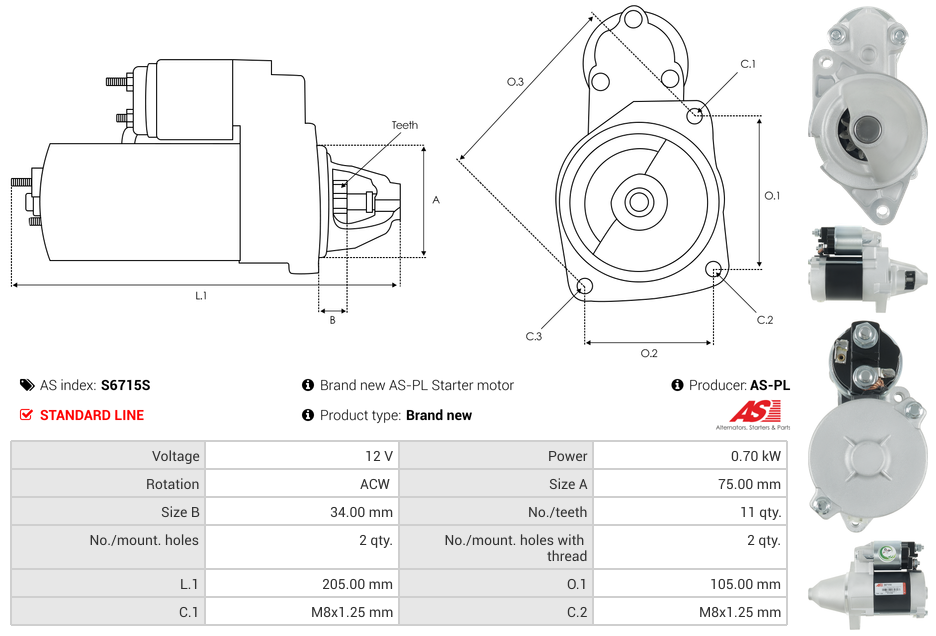 Brand new AS-PL Starter motor