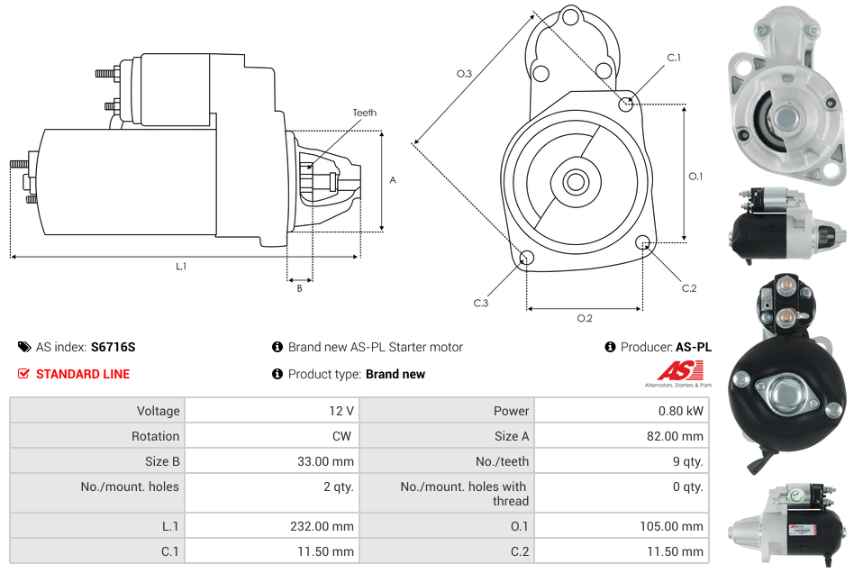 Brand new AS-PL Starter motor