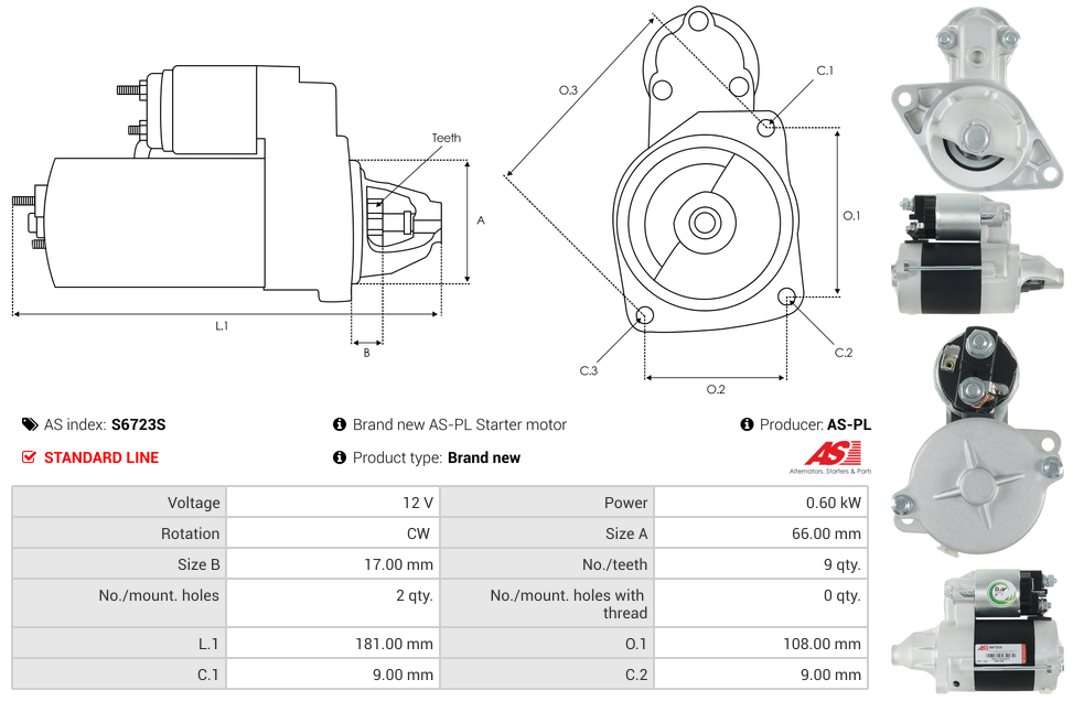 Brand new AS-PL Starter motor