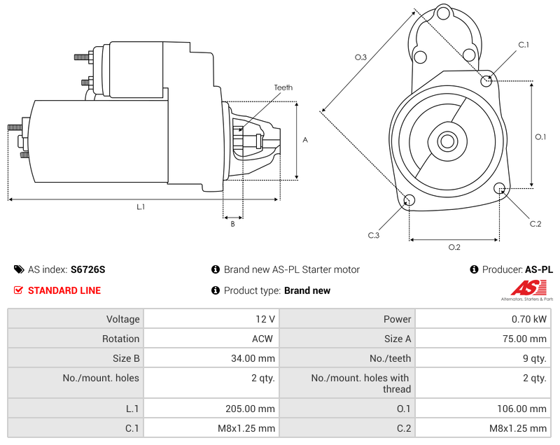 Brand new AS-PL Starter motor